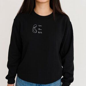 ❄️ Hand Embroidered Pro Woman Pro Life Love them Both Hanes Black Sweatshirt L